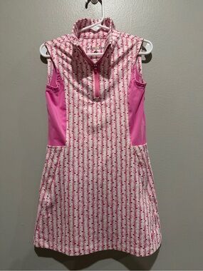Turtles & Tees Girls Pink Sleeveless Printed Polo Dress size XS